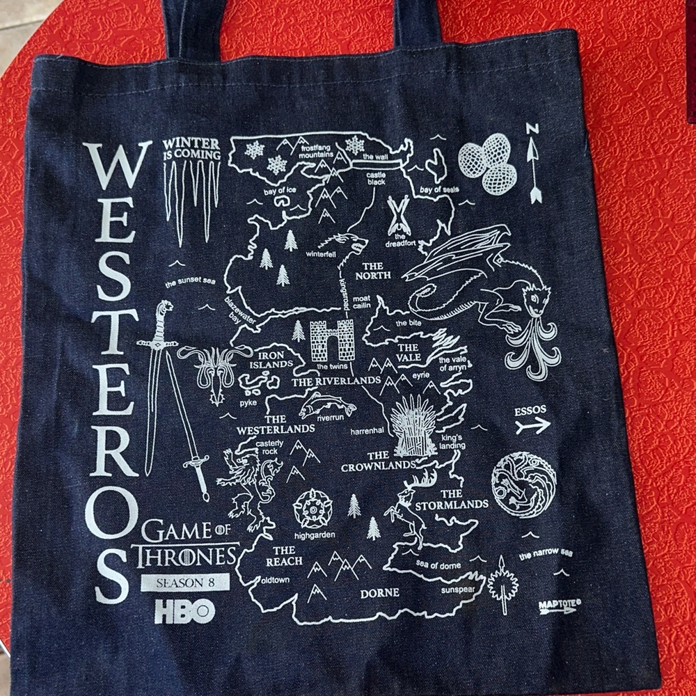 Game of Thrones Westeros Map Tote Bag - denim HBO. Season 8